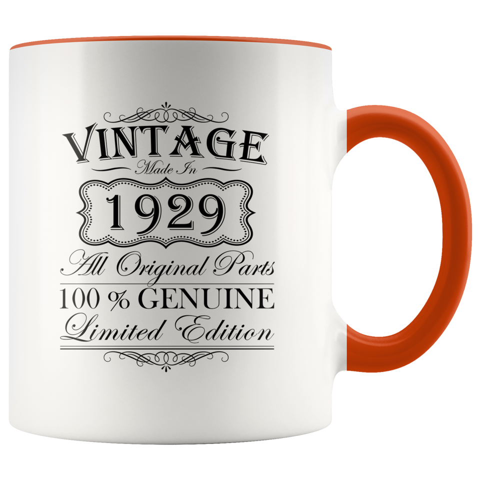 90th Birthday Mug – Gift Ideas - Vintage – Born In 1929 Accent Coffee Mug