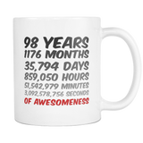 98 Years Birthday or Anniversary Mug