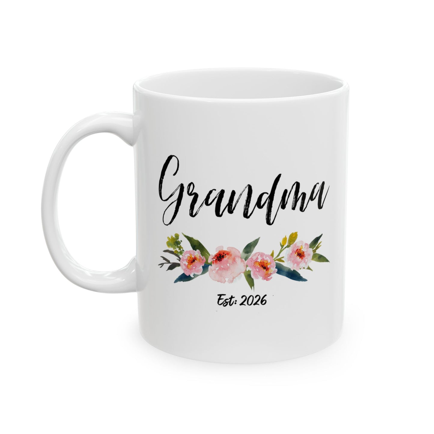 Grandma Floral Ceramic Mug — 'Grandma'  Coffee Cup (11oz)