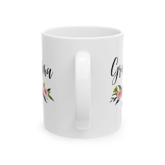Grandma Floral Ceramic Mug — 'Grandma'  Coffee Cup (11oz)