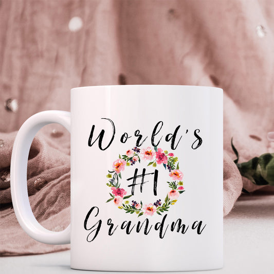 Grandma Est 2026 Floral Ceramic Mug –  Tea Coffee Cup (11oz)