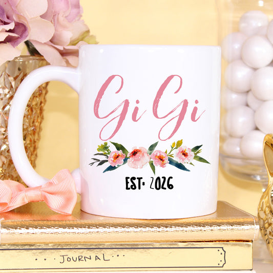 Gigi Floral Ceramic Mug – Personalized Name Coffee Cup (11oz)