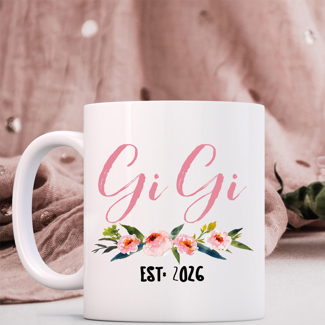Gigi Floral Ceramic Mug – Personalized Name Coffee Cup (11oz)