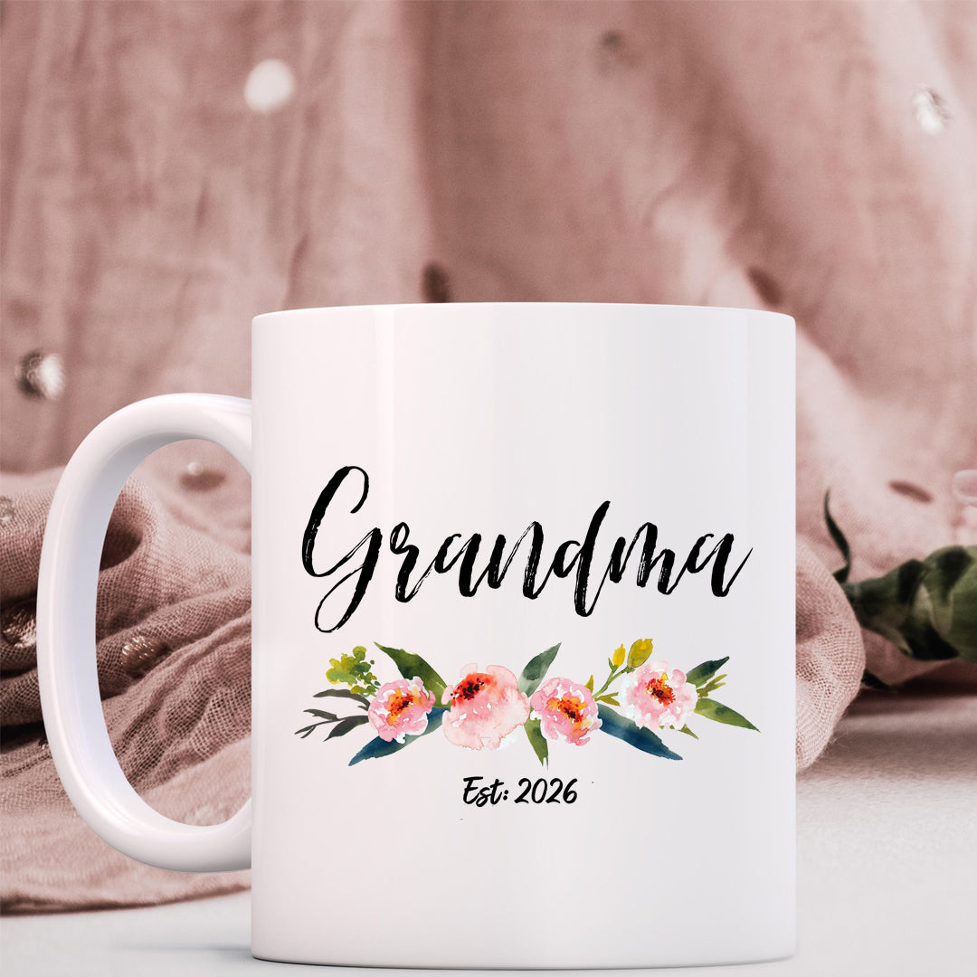 Grandma Floral Ceramic Mug — 'Grandma'  Coffee Cup (11oz)