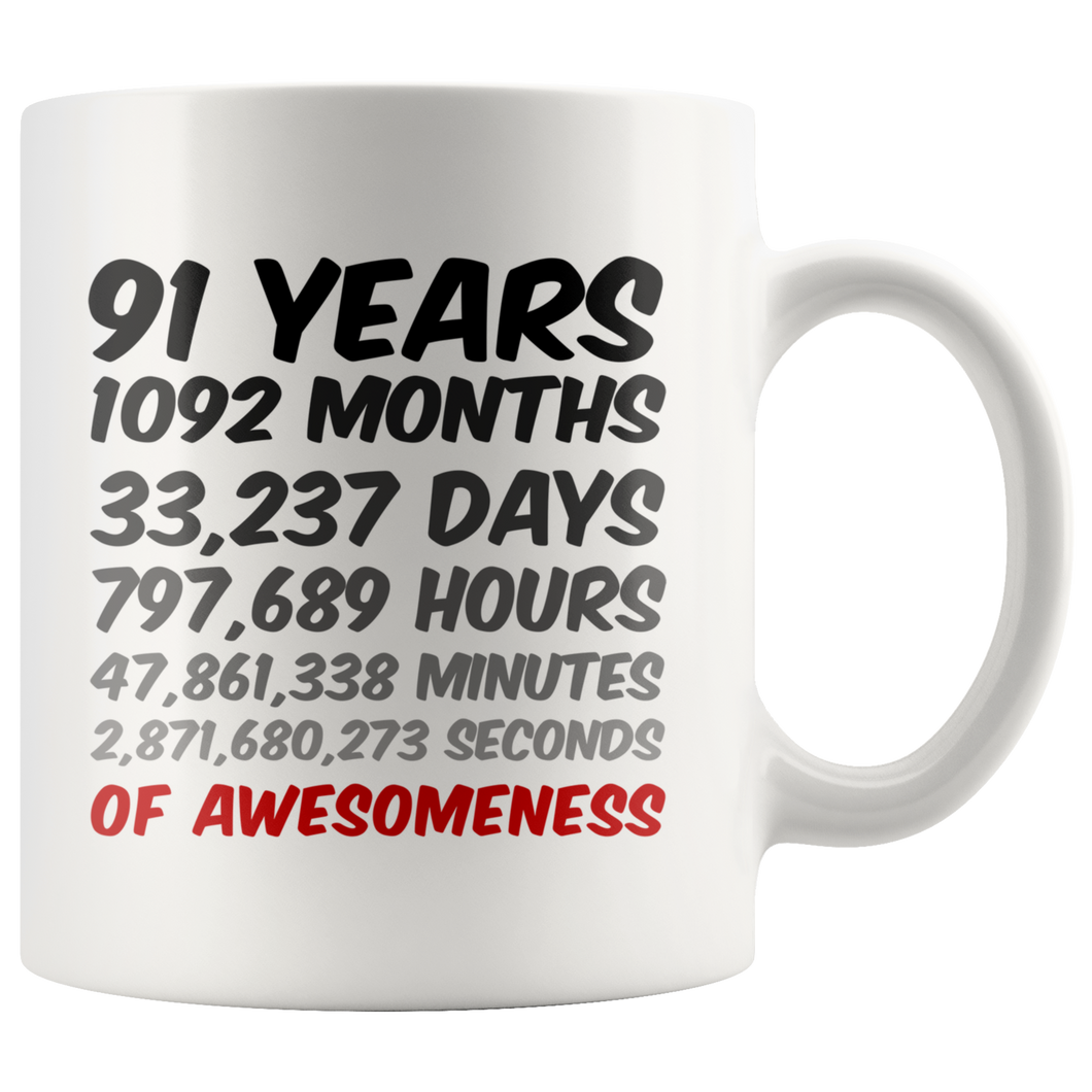 91 Years Birthday Mug