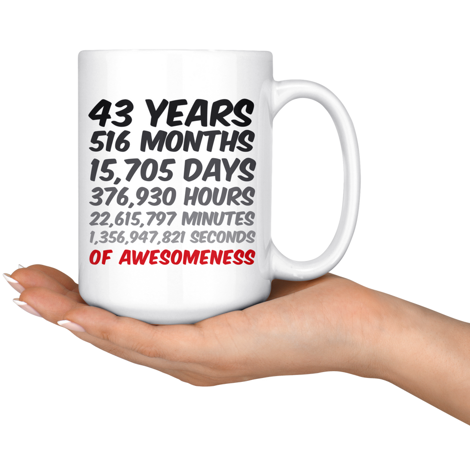 43 Years of Awesomeness Mug