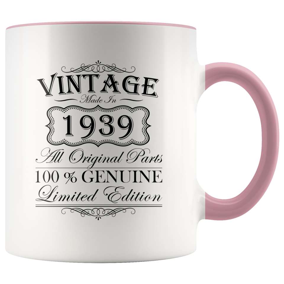 80th Birthday Mug – Gift Ideas - Vintage – Born In 1939 Accent Coffee Mug