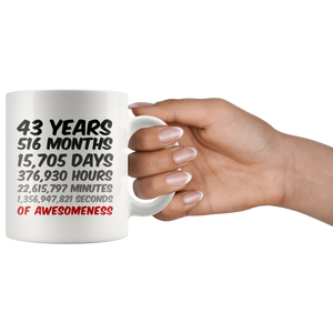 43 Years of Awesomeness Mug