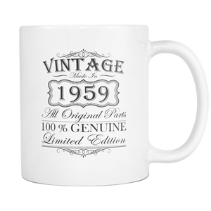 60th Birthday Mug - Gift Ideas - Vintage - Born in 1959 White Coffee Mug