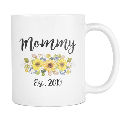 Mommy Mug with Yellow Flowers Est 2019 Coffee Mug