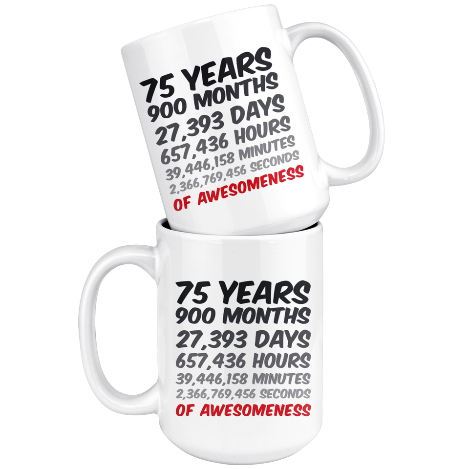 75 Years Birthday or Anniversary Mug