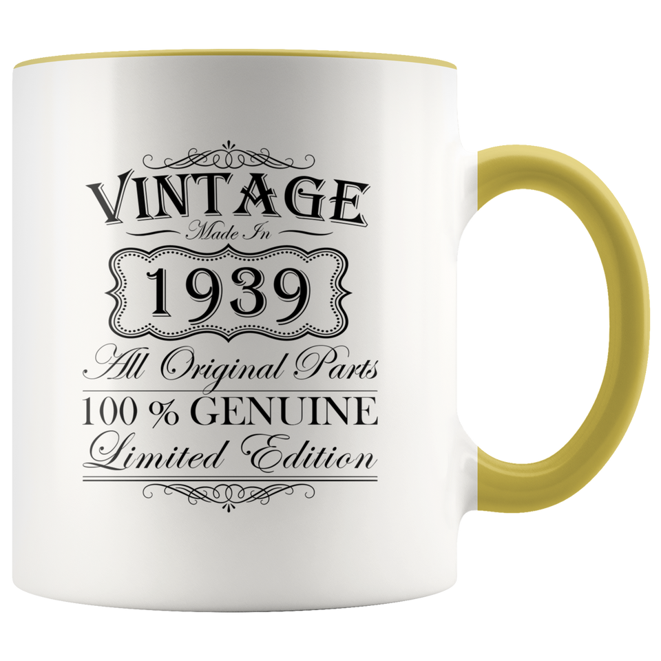 80th Birthday Mug – Gift Ideas - Vintage – Born In 1939 Accent Coffee Mug