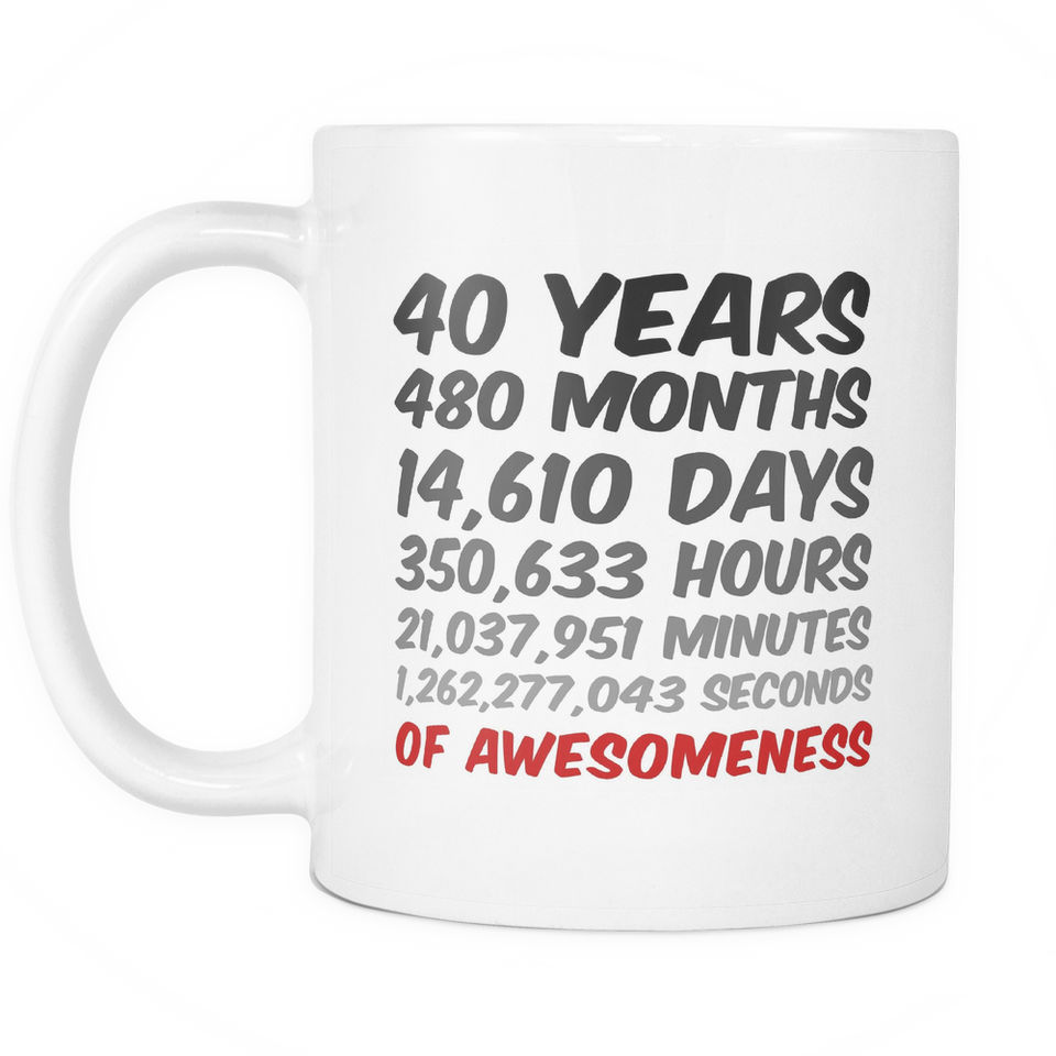 40 Years Birthday or Anniversary Mug