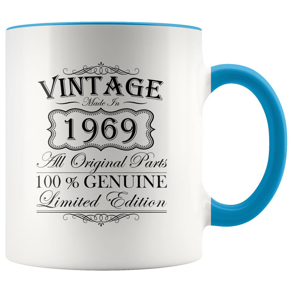 50th Birthday Mug - Gift Ideas - Vintage - Born in 1969 Accent Coffee Mug