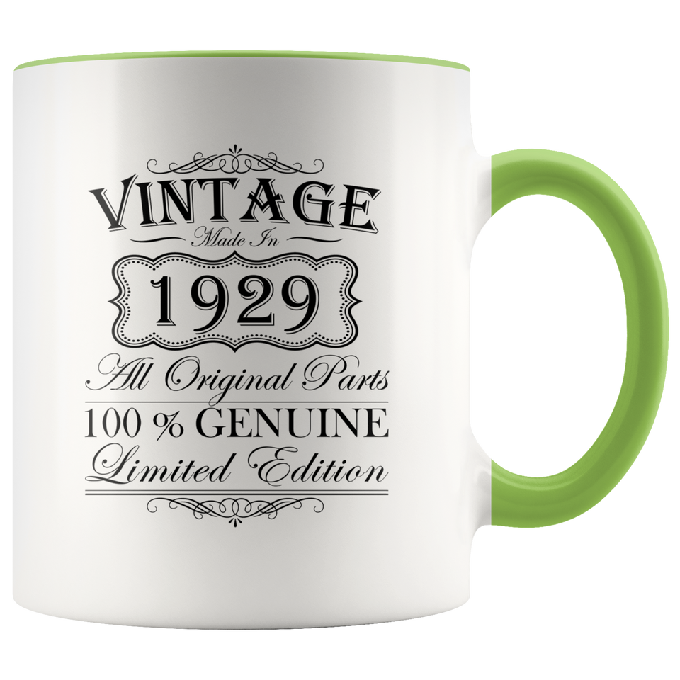 90th Birthday Mug – Gift Ideas - Vintage – Born In 1929 Accent Coffee Mug