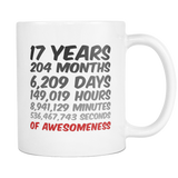 17 Years Birthday or Anniversary Mug