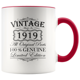 100th Birthday Mug – Gift Ideas - Vintage – Born In 1919 Accent Coffee Mug