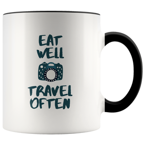 Eat Well Travel Often Accent Mug