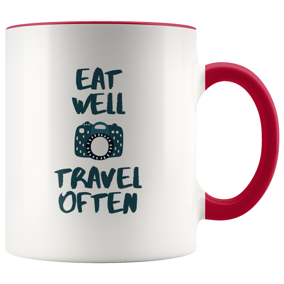 Eat Well Travel Often Accent Mug