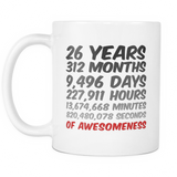 26 Years Birthday or Anniversary Mug