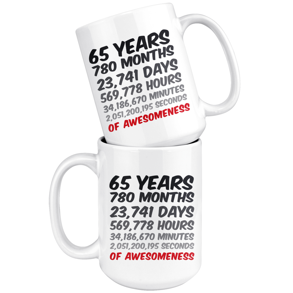 65 Years Birthday or Anniversary Mug