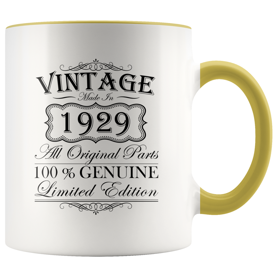 90th Birthday Mug – Gift Ideas - Vintage – Born In 1929 Accent Coffee Mug