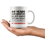 44 Years Birthday or Anniversary Mug