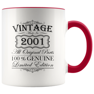 18th Birthday Mug – Gift Ideas - Vintage – Born In 2001 Accent Coffee Mug