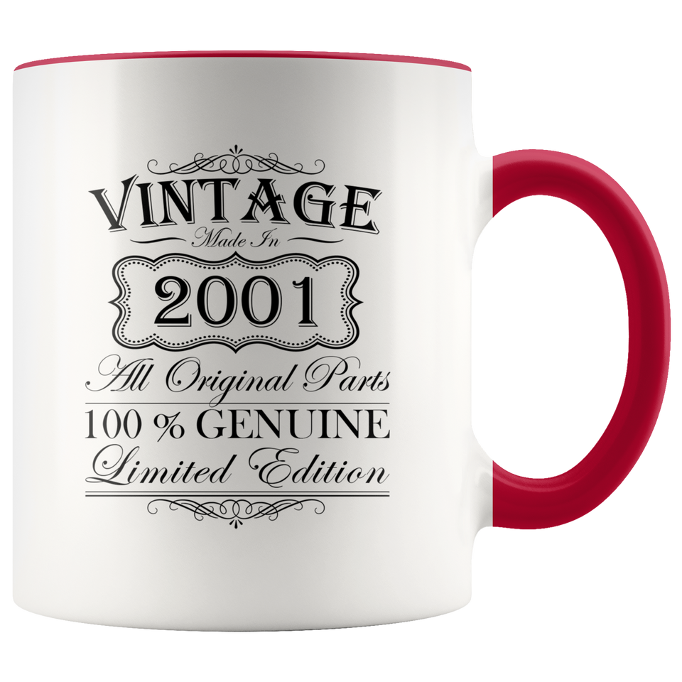 18th Birthday Mug – Gift Ideas - Vintage – Born In 2001 Accent Coffee Mug